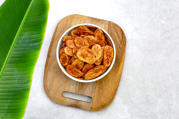 Crispy banana chips. Fruit snack