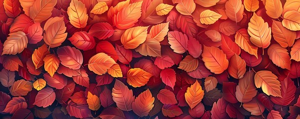 Autumn Leaves , Crisp autumn leaves in fiery reds and oranges underfoot - obrazy, fototapety, plakaty