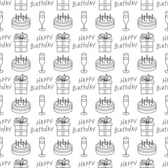 Happy birthday pattern. Seamless birthday background.