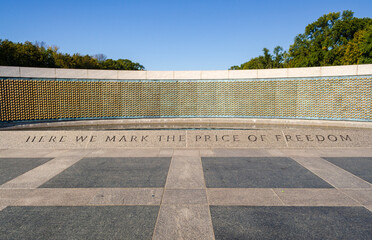 World War II Memorial at the National Mall, dedicated to Americans who served in the armed forces...