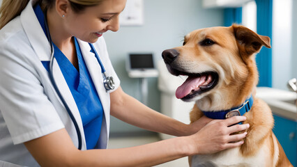 veterinarian with dog