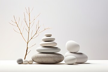 Minimalist Zen Garden Visuals: Serene Rock Arrangement Website Header