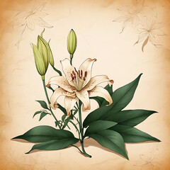 lily in parchment paper background