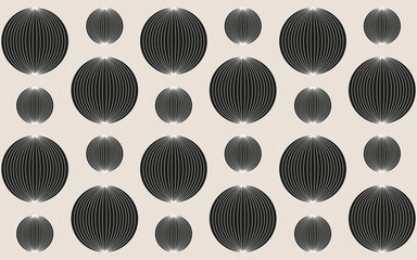 Trend Geometry 3D seamless pattern. Geometrical circles Wall print design in modern Cordel Woodcut style. Y2K Wireframe vector can used Web banner, poster. Template fabric, wallpaper, print. 