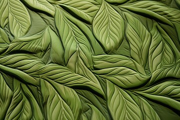 Green Leaf Organic Textile Patterns: Eco-Friendly Fabric Art Collection