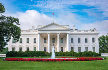 The White House, Official Residence and Workplace of the President of the United States, Located at 1600 Pennsylvania Avenue NW in Washington, D.C. - obrazy, fototapety, plakaty