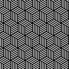 Abstract. black and white hexagon geometric background pattern seamless. Vector.