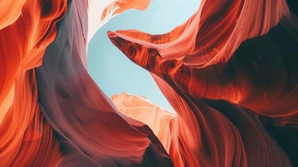 Antelope Canyon in Rich Red and Orange Hues, Majestic Natural Beauty, Popular Tourist Attraction - Travel & Tourism