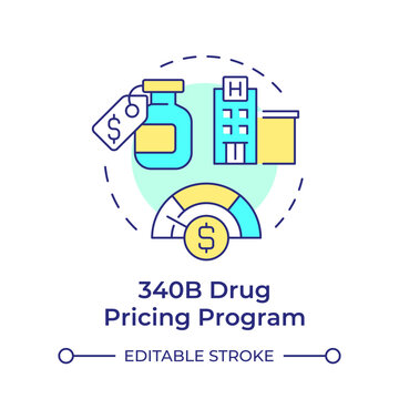 340B Drug pricing program multi color concept icon. Public service, care facility. Round shape line illustration. Abstract idea. Graphic design. Easy to use in infographic, article