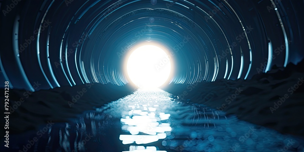 Poster a tunnel with a large light shining through it