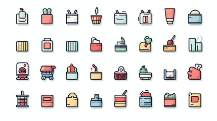 Shopping e-commerce color line outline icons for ap