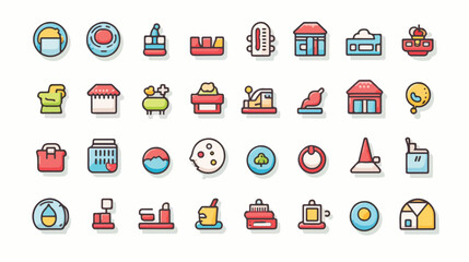 Shopping e-commerce color line outline icons for ap