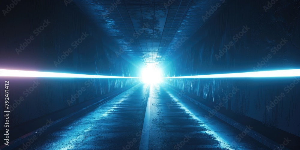 Poster a tunnel with a large light shining through it