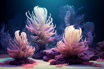 Naklejka na ściany i meble Sea Anemone Oasis: Captivating Underwater Branding Elements.