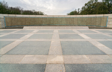 Obraz premium World War II Memorial at the National Mall, dedicated to Americans who served in the armed forces and as civilians during World War II, Washington D.C.