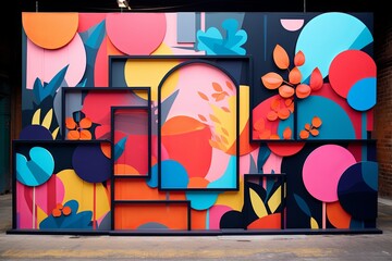 Vibrant Urban Street Art Textures: Bold Mural Backdrops & Pop-Up Shop Decor Spectacle