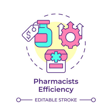 Pharmacists efficiency multi color concept icon. Efficiency increase, chemist shop. Round shape line illustration. Abstract idea. Graphic design. Easy to use in infographic, article
