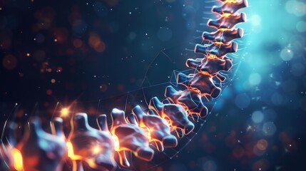 human spine with the dna light in science fiction theme AI generated - obrazy, fototapety, plakaty
