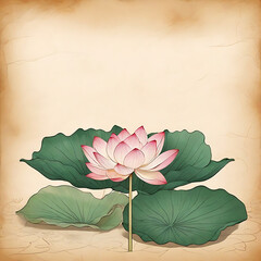 lotus in parchment paper background
