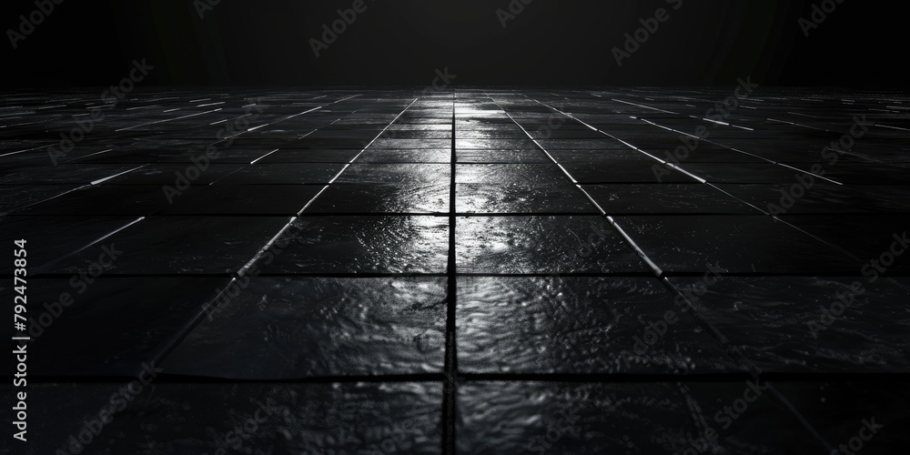 Poster the darkness envelops a charcoal tile, touched by only the faintest hint of light, creating a scene 