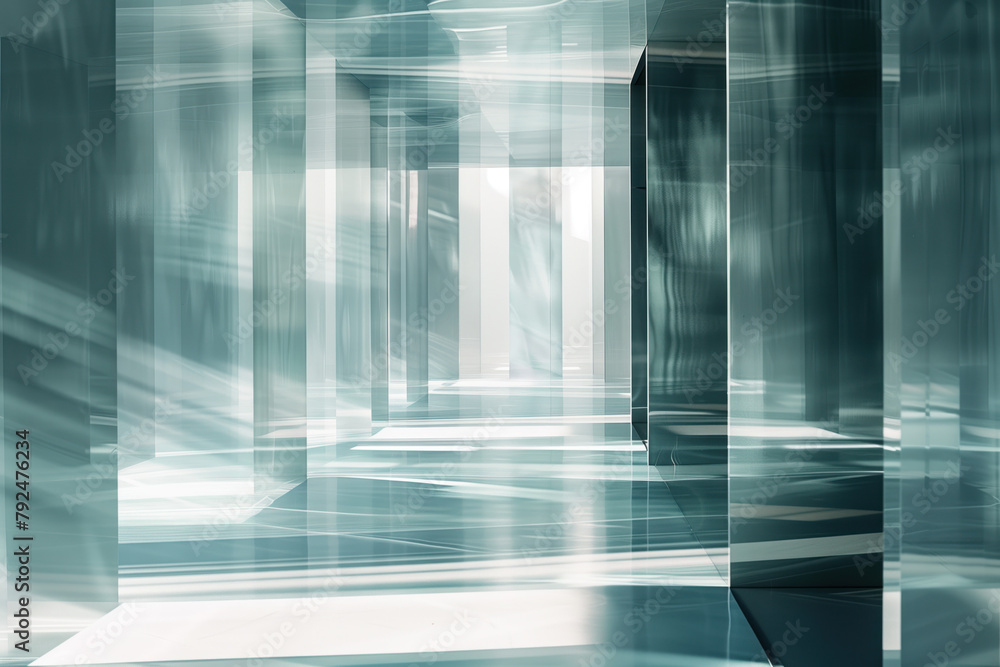 Poster Abstract background with reflections and caustics. Hi-tech. Futuristic background image. Created with Generative AI technology.