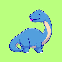 Cute Brontosaurus Cartoon Vector Icons Illustration. Flat Cartoon Concept. Suitable for any creative project.