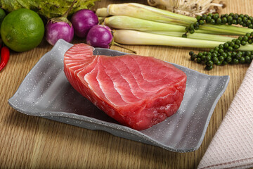 Raw fresh tuna steak for grill
