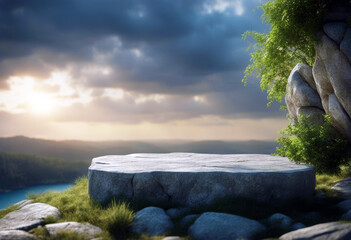'beauty pedestal relaxation presentation health illustration Natural rock 3d podium product poduim...