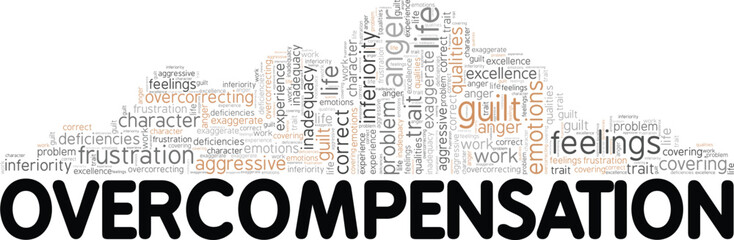 Overcompensation word cloud conceptual design isolated on white background.