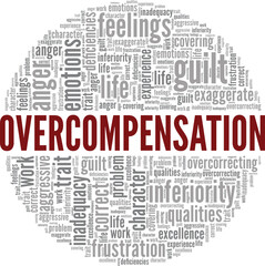 Overcompensation word cloud conceptual design isolated on white background.