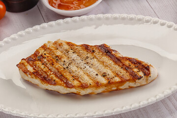 Grilled turkey fillet steak with sauce
