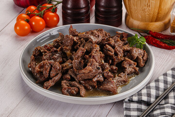 Stew beef slices with gravy
