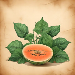 melon in parchment paper background