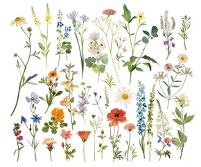 set of delicate watercolor wildflowers © Sagar