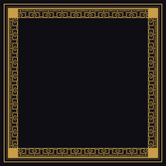 Square vintage pattern border flat gold isolated