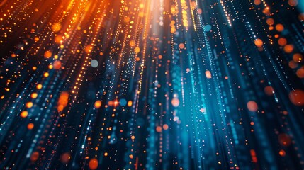 Fototapeta premium Abstract Data Rain in Blue and Orange Digital Space