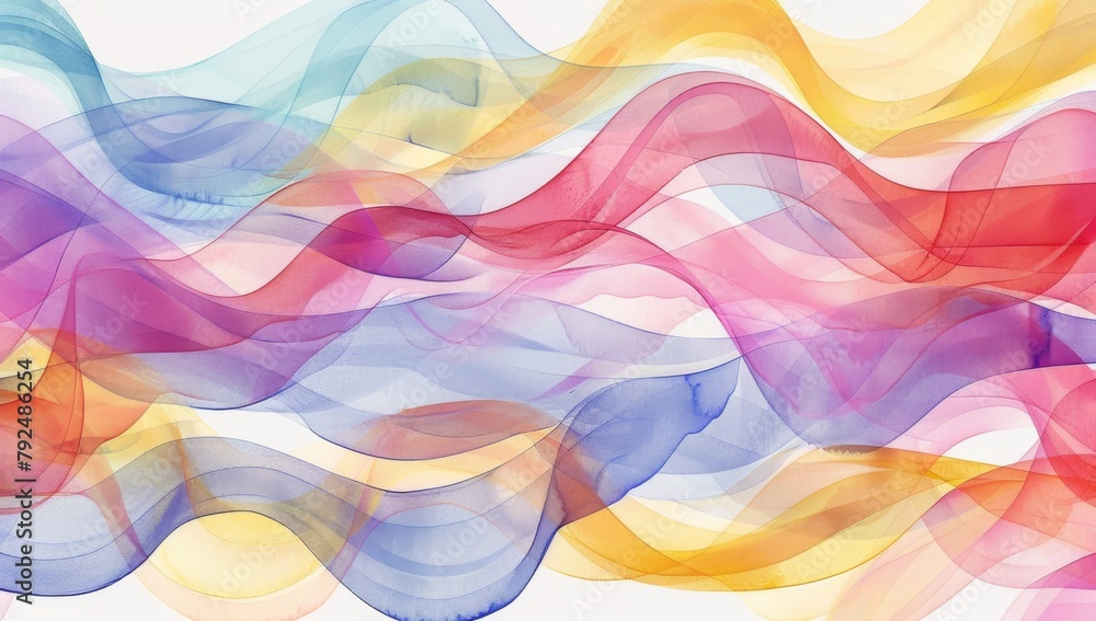 Poster abstract colorful watercolor background with waves and swirls for design