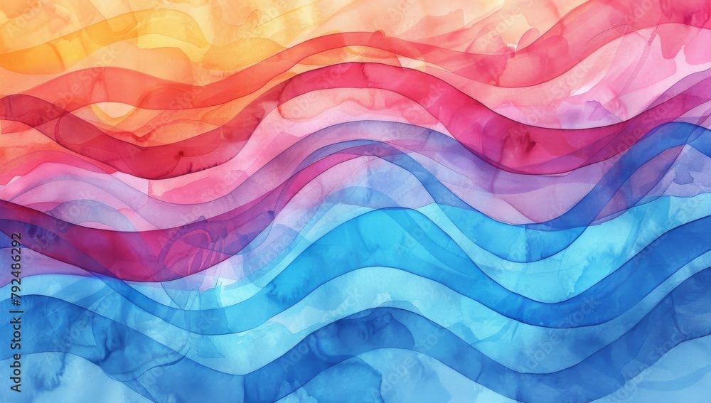 Poster abstract colorful watercolor background with waves and swirls for design