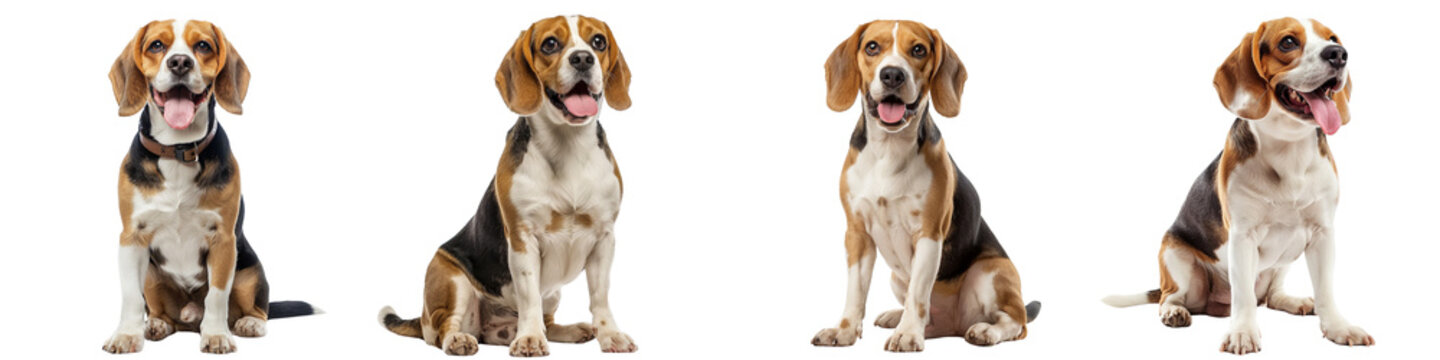 Dog PNG set - sitting photo of happy Beagle isolated transparent background