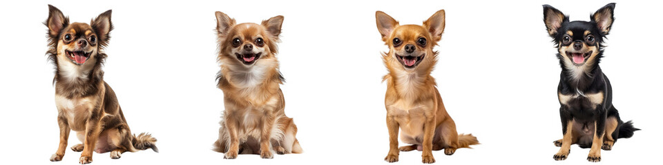 Dog PNG set - sitting photo of happy Chihuahua isolated transparent background