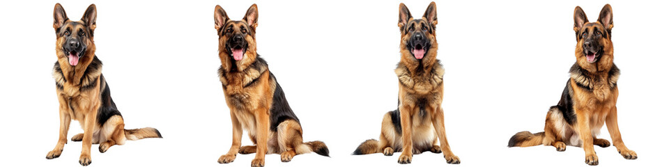 Dog PNG set - sitting photo of happy German Shepherd isolated transparent background