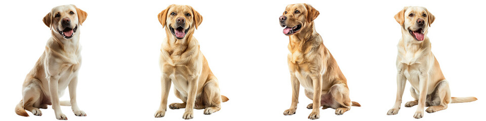 Dog PNG set - sitting photo of happy Labrador Retriever isolated transparent background