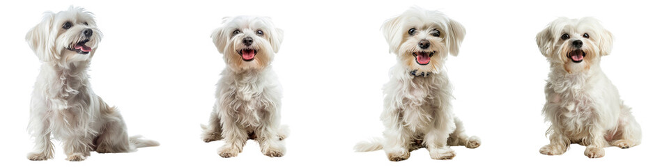 Dog PNG set - sitting photo of happy Maltese dog isolated transparent background