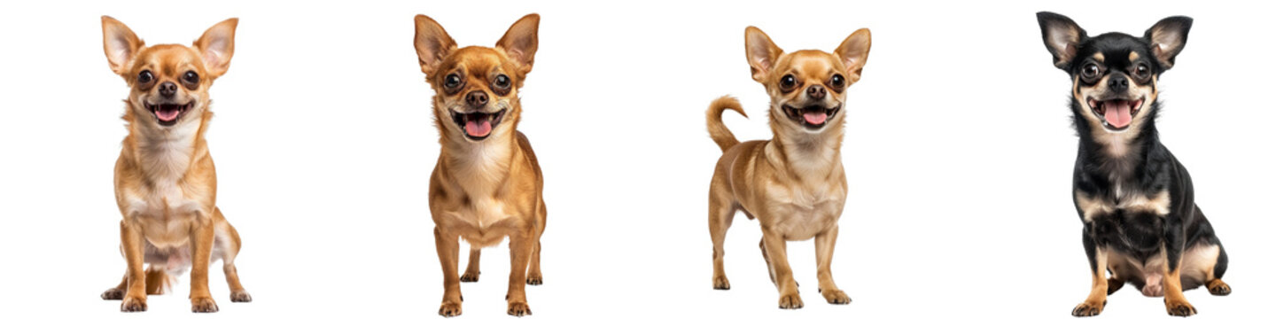 Dog PNG set - standing photo of happy Chihuahua isolated transparent background