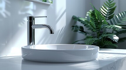 Against a blank canvas of white a single shrub topiary stands as a striking focal point