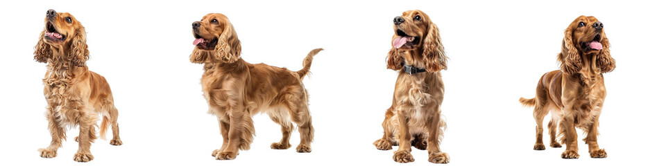 Dog PNG set - standing photo of happy English Cocker Spaniel isolated transparent background