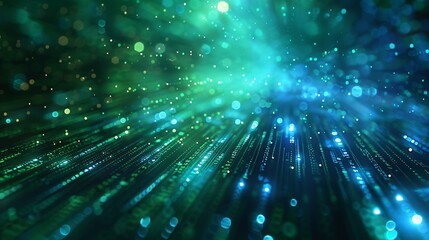 Obraz premium Blue and green glowing particles form aSui Dao .