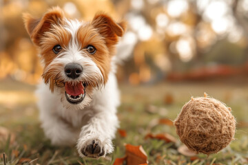 Energetic Dog Running in Grass