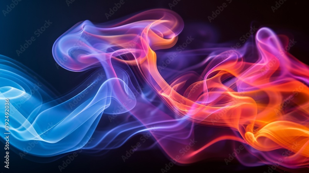 Poster vibrant smoke trails curling and twisting in the wind, creating an ever-changing spectacle of color
