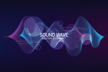 3d audio soundwave. Colourful music pulse oscillation. Glowing impulse pattern